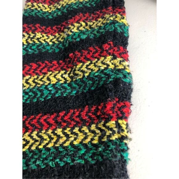 BAJA JOE Striped Hippie Boho Rasta Poncho Hoodie Size S Black Green,Red - Picture 5 of 15